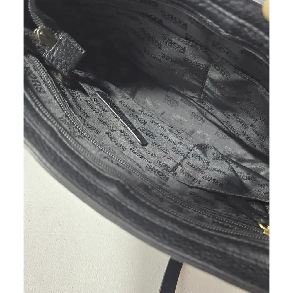 Michael Kors Jet Set Messenger Bag Black Leather Crossbody